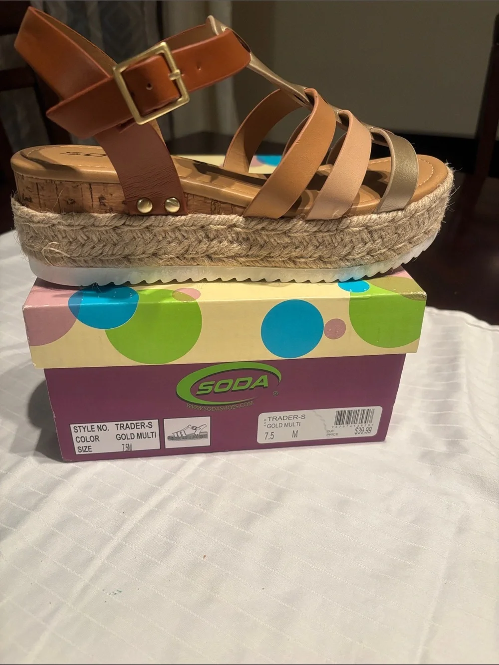 Soda Women’s Gold Multi Platform Espadrille Sandal